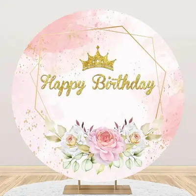Round Floral Pink Abstract Marble Texture Backdrop