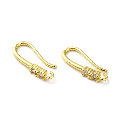 Brass Micro Pave Clear Cubic Zirconia Earring Hooks