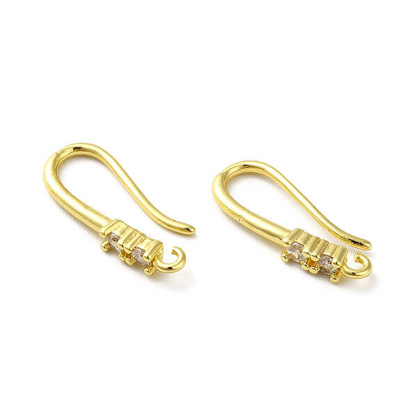 Brass Micro Pave Clear Cubic Zirconia Earring Hooks