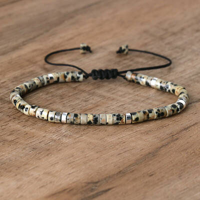Natural Dalmatian Jasper Beaded Braided Bracelets