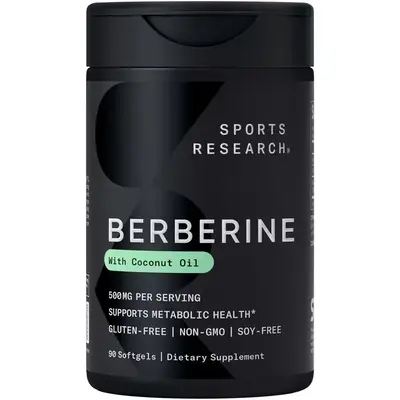 Sports Research Berberine - 500 mg - Soy-Free, Gluten-Free, Non-GMO - 90 Softgels