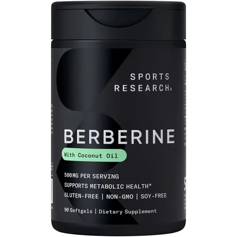 Sports Research Berberine - 500 mg - Soy-Free, Gluten-Free, Non-GMO - 90 Softgels