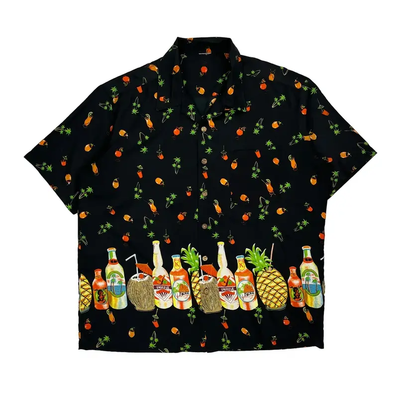 Unbranded Hawaiian Shirt - 2XL Black Cotton