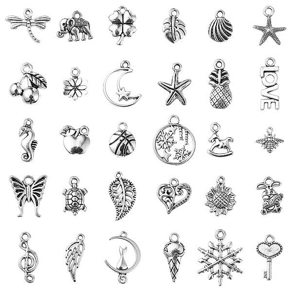 30Pcs 30 Style Tibetan Style Alloy Charms