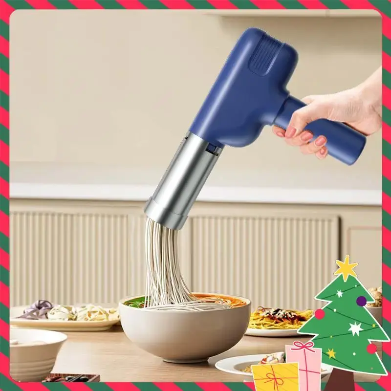 Handheld Noodle Maker, USB Rechargeable Wireless Noodle Presser, Noodle Making Machine with 5pcs Moulds, Household Kitchen Ap...