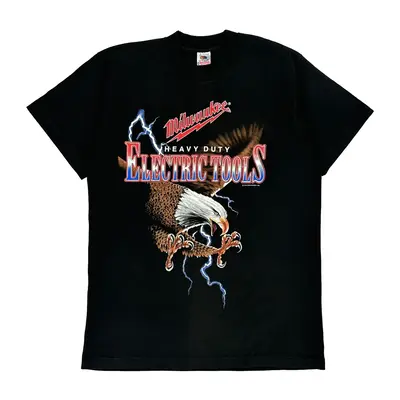 Single Stitch Electric Tools Fruit Of The Loom Graphic T-Shirt - Large Black Cotton