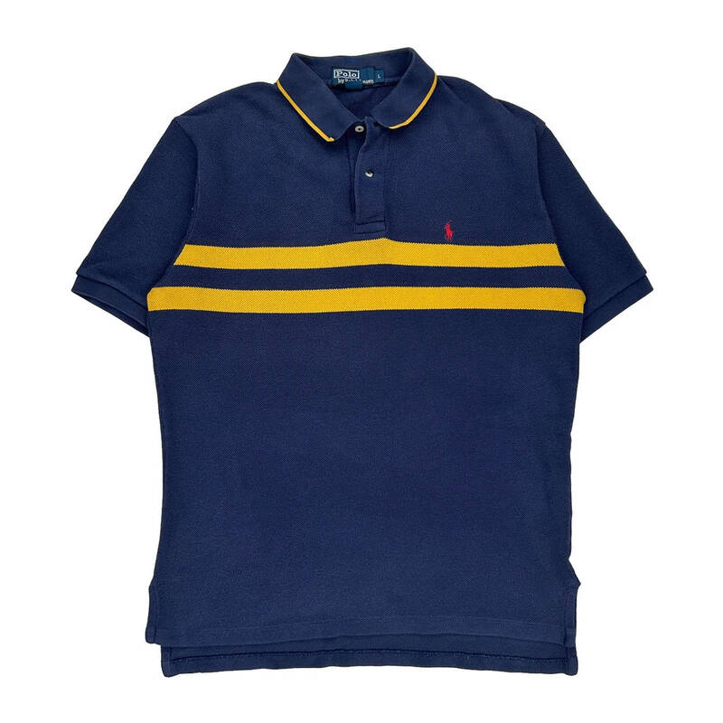 Polo By Ralph Lauren Striped Polo Shirt - Large Navy Cotton