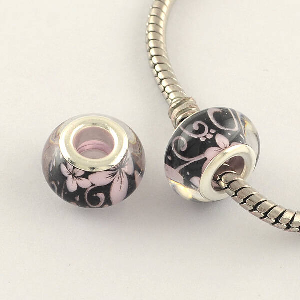 Large Hole Flower Pattern Resin European Beads