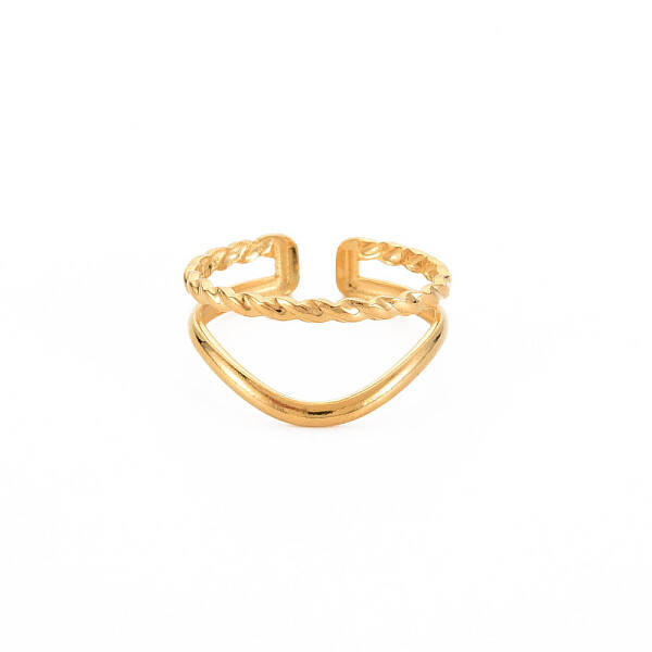 Ion Plating(IP) 304 Stainless Steel Double Line Open Cuff Ring for Women