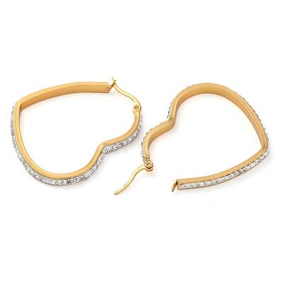 304 Stainless Steel Heart Hoop Earrings