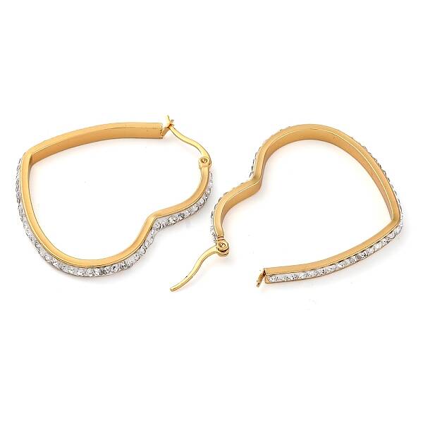 304 Stainless Steel Heart Hoop Earrings
