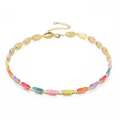 Brass Micro Pave Cubic Zirconia Link Tennis Necklaces for Women