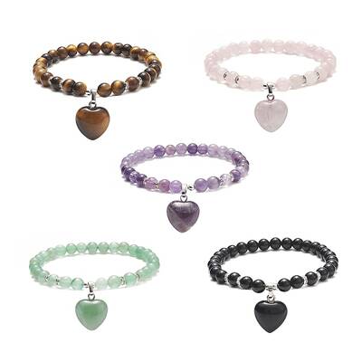 Natural & Synthetic Gemstone Beads Stretch Bracelets