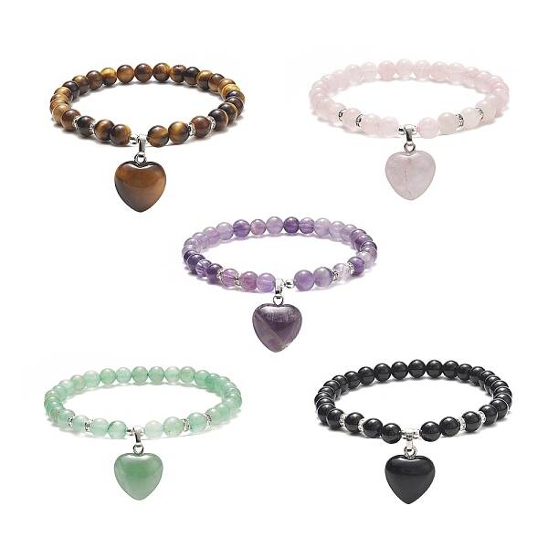 Natural & Synthetic Gemstone Beads Stretch Bracelets