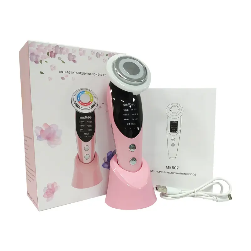 7-in-1 Facial Massager EMS Micro-current Color Light Vibration LED Beauty Purifying Introducer Skin Care Beauty Device | Colo...