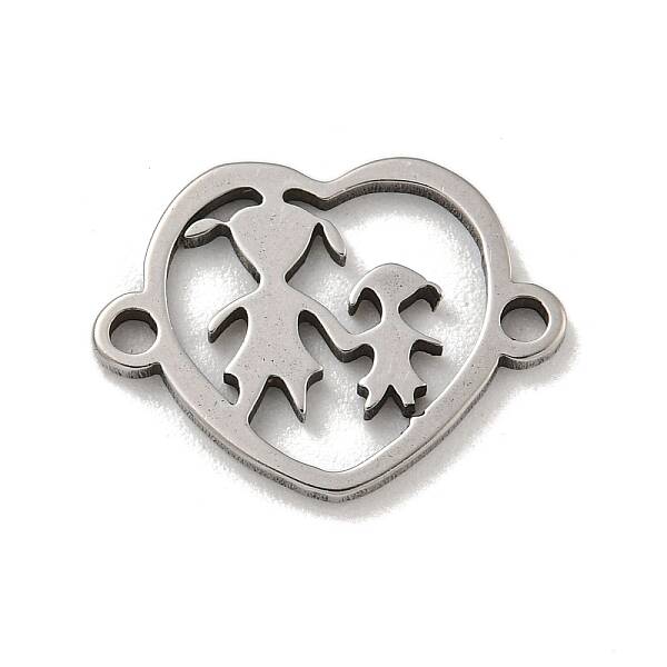 Mother's Day 201 Stainless Steel Hollow Connector Charms