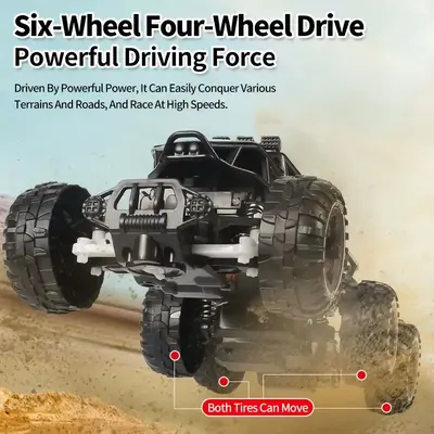 Six-wheel alloy rock climbing remote control car, four-wheel drive off-road RC toy, all-terrain high elasticity shock absorpt...