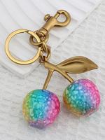 Cherry Design Keychain, Cute Colorful Cherry Decor Keychain for Women & Men, Fashion Accessories for Bag Decoration