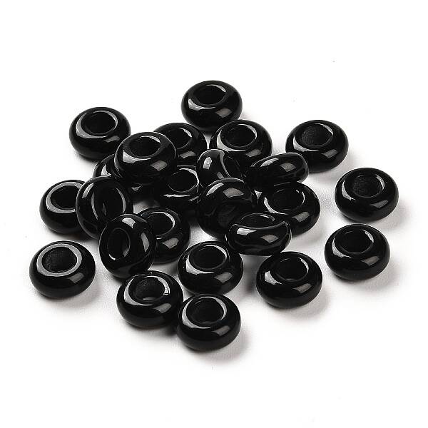 Natural Obsidian European Beads