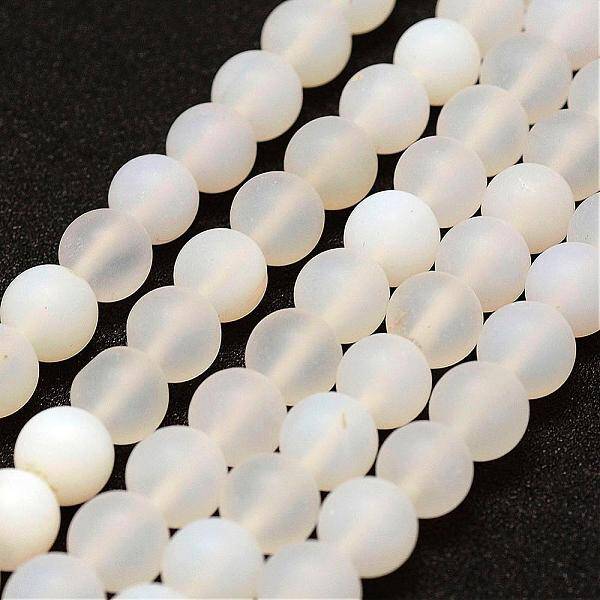 Frosted Natural White Agate Beads Strands