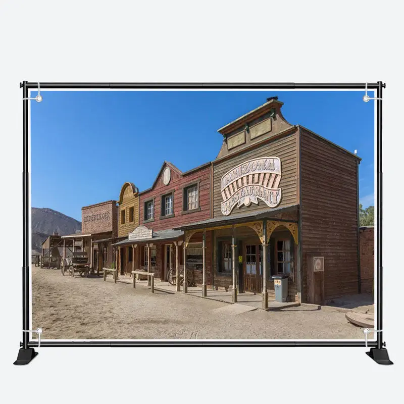 Sunny Sky Wood Buildings Photo Architecture Backdrop - Aperturee