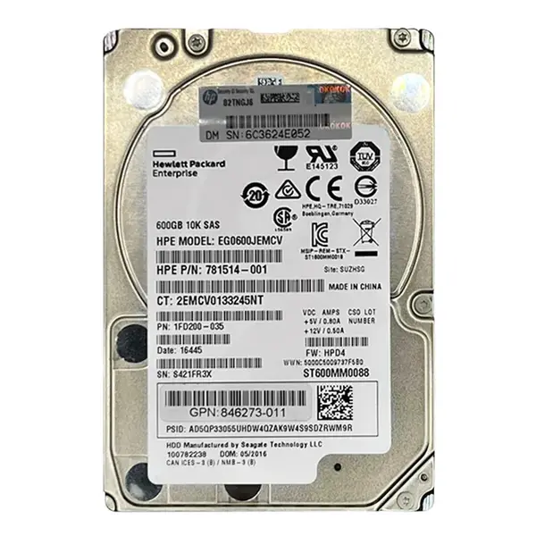 EG0600JEMCV-SC HP 600GB 10000RPM SAS 6Gb/s 2.5-Inch 64MB Cache Hard Drive