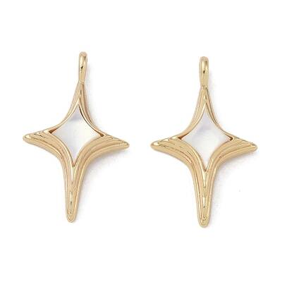 Brass Pave Shell Pendants