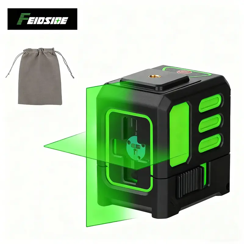 FEIDSIDE 2-line automatic leveling laser level, high-precision green light, suitable for building decoration, home renovation...