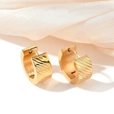 304 Stainless Steel Polishing Effect Hoop Earrings