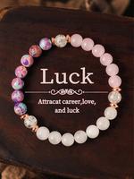 Natural Rose Quartz Beaded Bracelet, Fashionable Jewelry for Women & Girls, Trendy All-match & Exquisite Jewelry for Birthday...