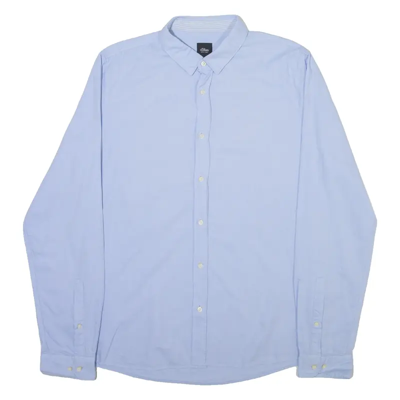 S.OLIVER Slim Fit Mens Plain Shirt Blue Long Sleeve L