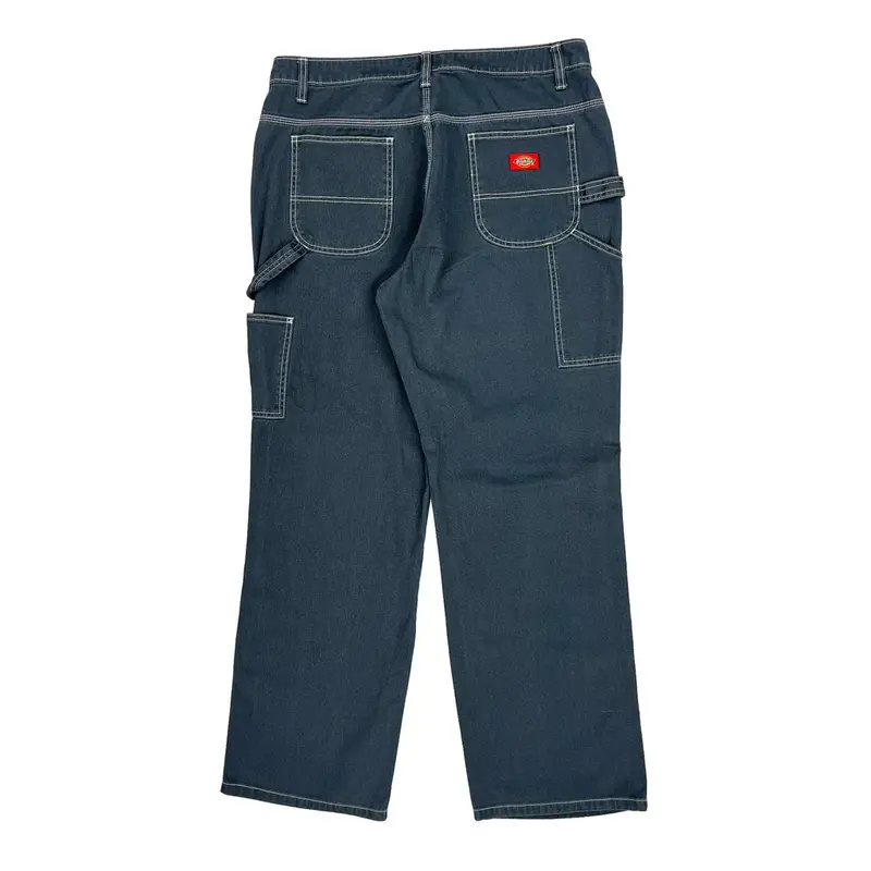 Dickies Contrast Stitch Carpenter Trousers - 36? Waist Blue Cotton