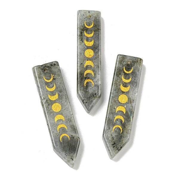 Natural Labradorite Moon Phase Pendants