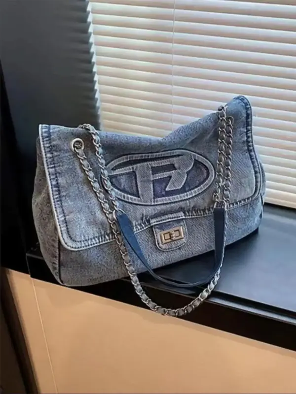 Women's Fashion Letter Pattern Tote Bag, Summer Vintage Twist Design Chain Shoulder Bag for Daily Used, All-match Casual Comm...