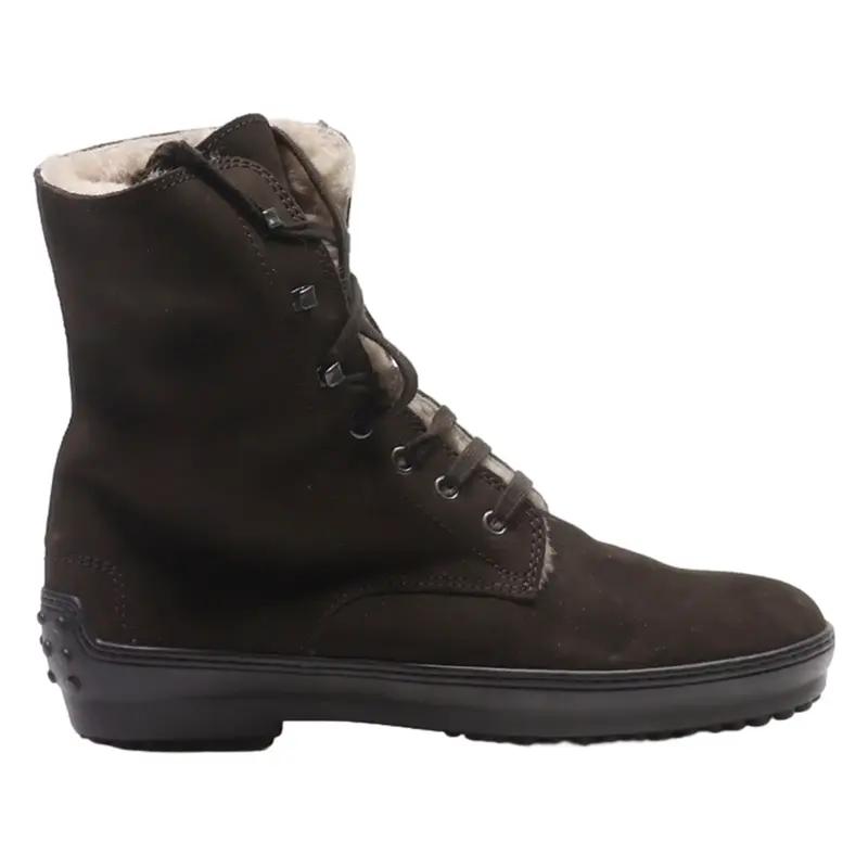 TODS Lace-Up Boots Green Suede Womens UK 3