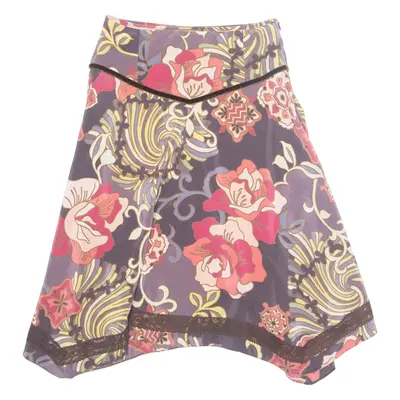 KAREN MILLEN Womens Flare Skirt Pink Knee Length Silk Floral UK 8