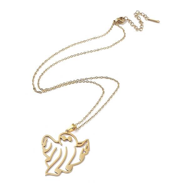 201 Stainless Steel Hollow Ghost Pendant Necklace with Cable Chains