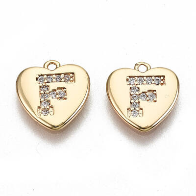 Brass Micro Pave Clear Cubic Zirconia Charms