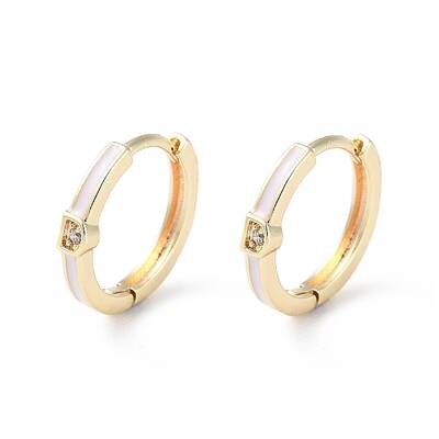 Brass Micro Pave Cubic Zirconia Hoop Earrings