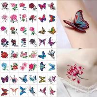 66-Piece Women's Tattoo Sticker Set – Colorful Roses, Butterflies, Floral Designs for Long-Lasting Body Art & Scar Cover-Up...
