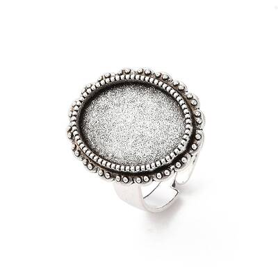 Vintage Adjustable Iron Finger Ring Components Alloy Cabochon Bezel Settings
