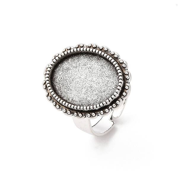 Vintage Adjustable Iron Finger Ring Components Alloy Cabochon Bezel Settings