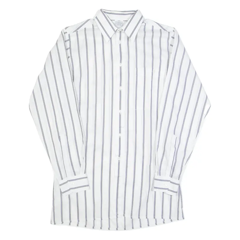 Mens Shirt White Striped Long Sleeve M