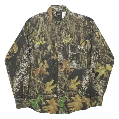 REDHEAD Woodland Mossy Oak Mens Shirt Green Camouflage Long Sleeve S