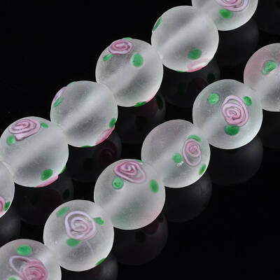 Handmade Frosted Lampwork Beads Strands