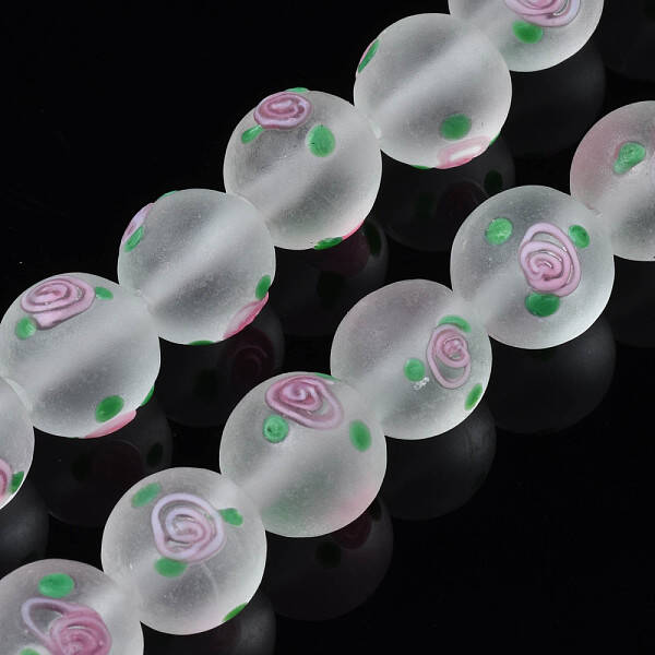 Handmade Frosted Lampwork Beads Strands