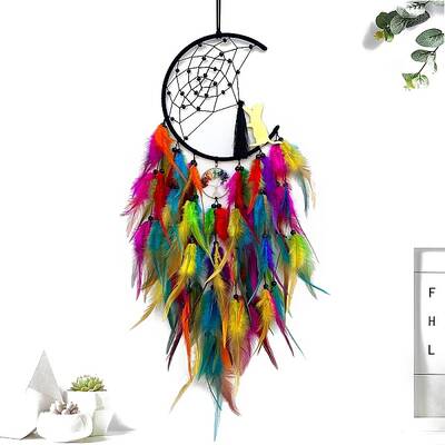 Cat Woven Net/Web with Feather Pendant Decoration