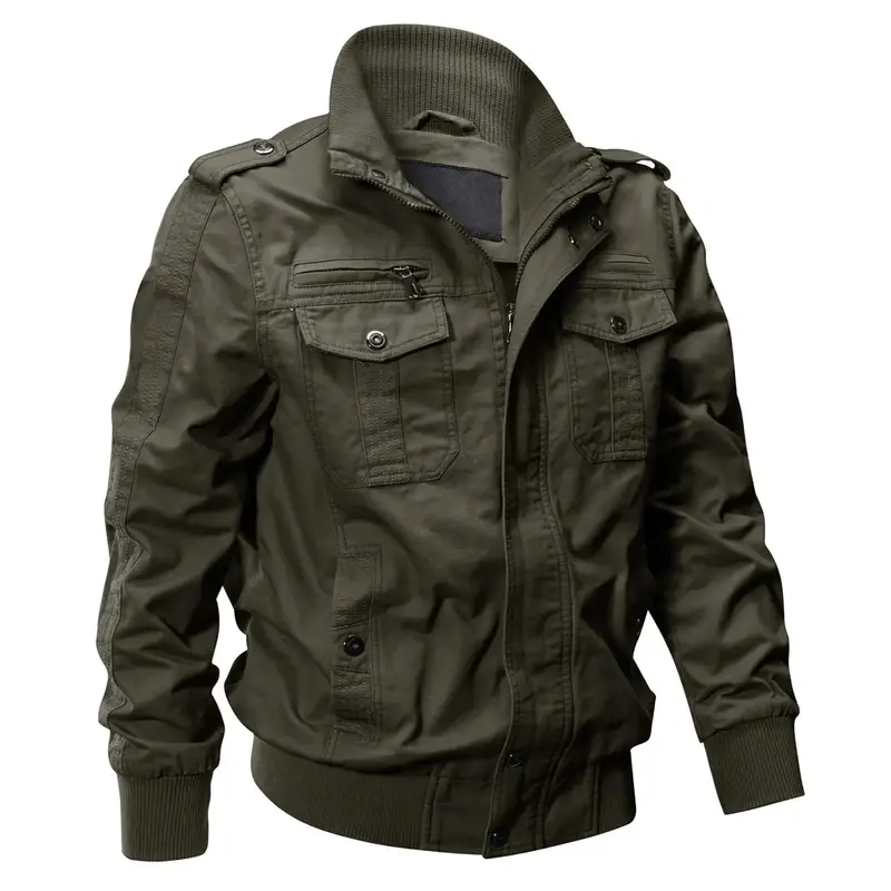 Cotrasen Men's Cotton Jacket Full Zip Lightweight Cargo Work Casual Jacket Outwear Coat Menswear Tops Underwear Human Long Sl...