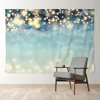 Aperturee Gold Light Blue Theme Winter Backdrop For Photo