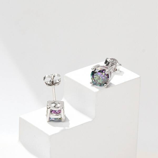 925 Sterling Silver Moissanite Rhinestone Stud Earrings